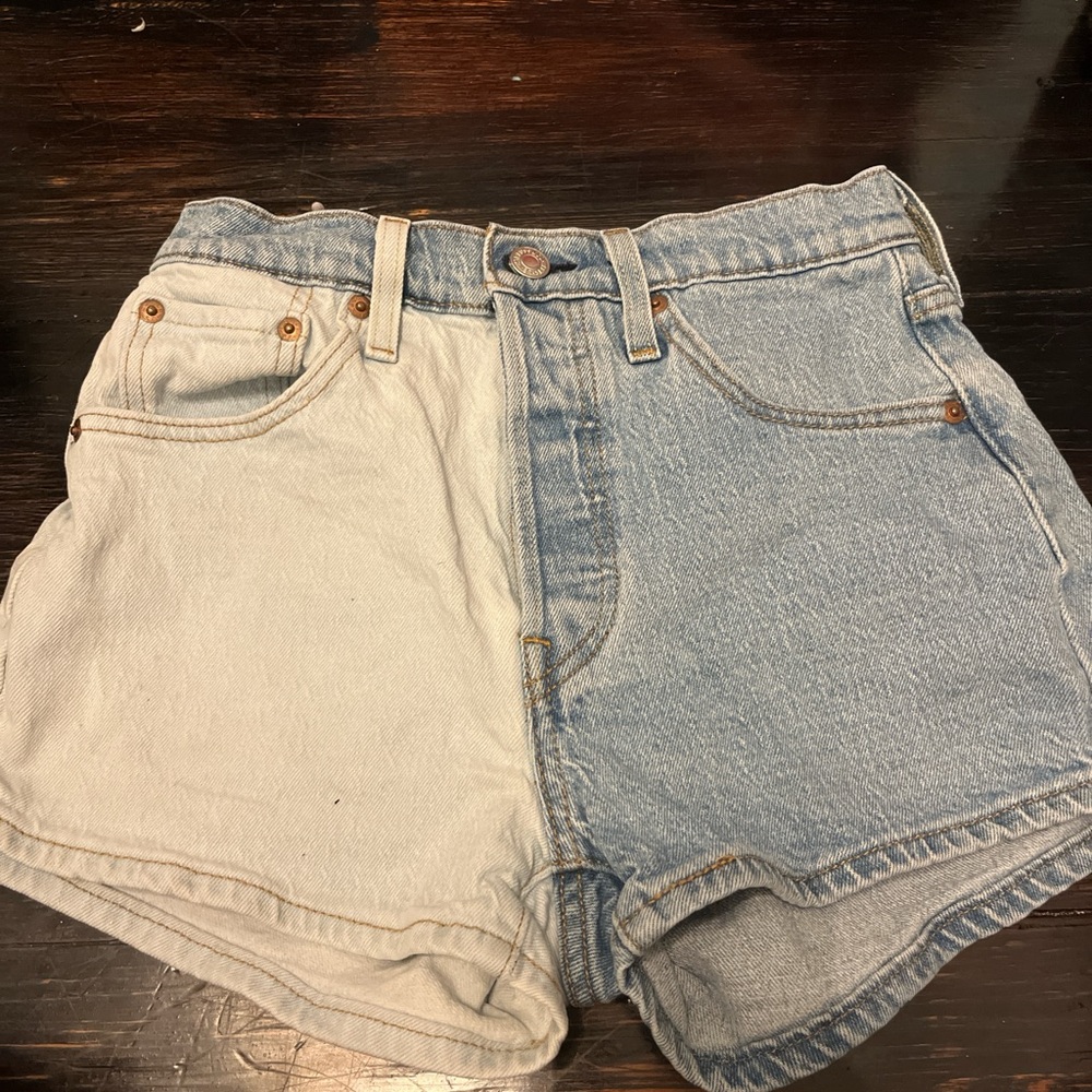 Levi's Two-Tone Blue and White Jean Shorts
